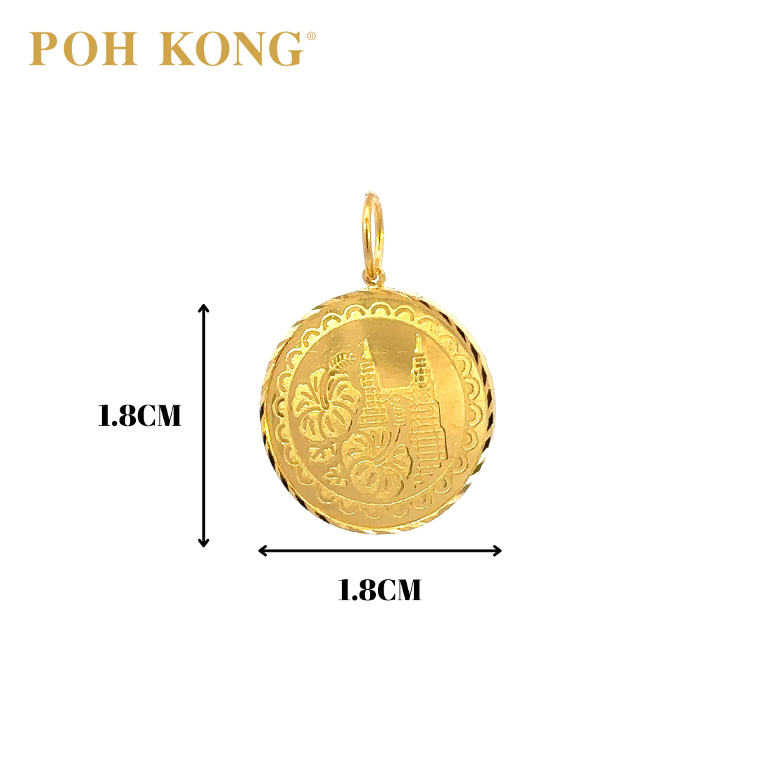 POH KONG 916 22K Yellow Gold Exquisite Malaysian Landmark Pendant