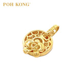 POH KONG 916/22K Yellow Gold Anggun Round Shape With Orchid Pendant