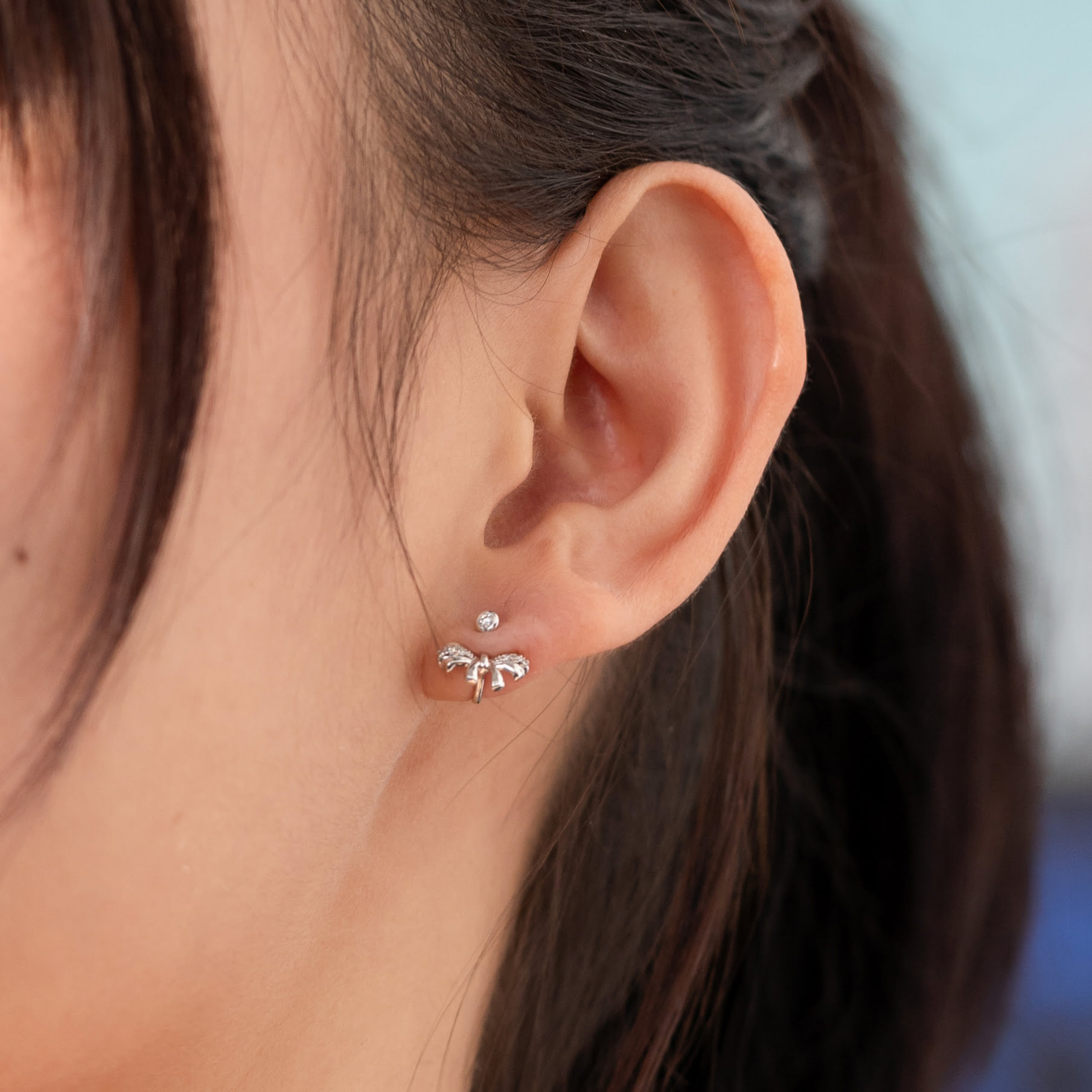 Lab Grown Diamond Stud Earrings Round 2.00 ct. tw. (F-G, VS) 14k White Gold  4-Prong Basket - DiamondStuds.com
