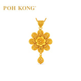 POH KONG 916/22K Layered Gold Flower Pendant