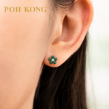 POH KONG 750/18K White Gold Bloom Jade Earrings with Diamond