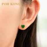 POH KONG 835/20K Yellow Gold Heart Jade Earrings