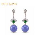 POH KONG 750/18K WHITE GOLD LAVENDAR JADE A WITH DIAMOND EARRINGS