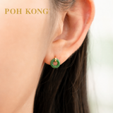 POH KONG 750/18K Yellow Gold Donut Jade Earrings