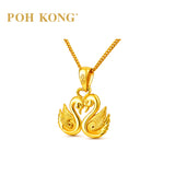 POH KONG 916/22 Gold Happy Love Swans Pendant