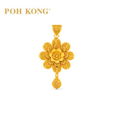 POH KONG 916/22K Layered Gold Flower Pendant