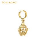 POH KONG 916/22K Gold Happy Love Rectangle With Heart Abacus Pendant Charm