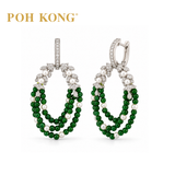 POH KONG 750/18K WHITE GOLD JADE A WITH PEARL DIAMOND EARRINGS