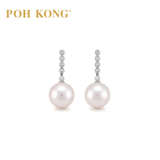 POH KONG 750/18K White Gold Elegance Pearl with Diamond Stud Earring