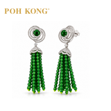POH KONG 750/18K WHITE GOLD JADE A WITH DIAMOND EARRINGS