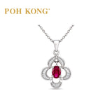 POH KONG 750/18K White Gold Ruby & Baguette Diamond Pendant