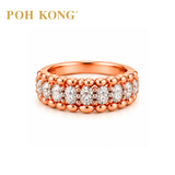 POH KONG 750/18K Yellow Gold & Rose Gold Beaded Circle with Diamond Ring