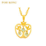 POH KONG Yellow Gold 916/22K Auspicious Prosperous Serenity Jade Pendant
