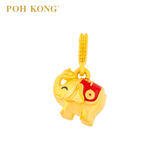 POH KONG 916/22K Yellow Gold "PingAn" Elephant Pendant