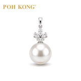 POH KONG 750/18K White Gold Pearl Majesty with Diamond Pendant