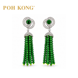 POH KONG 750/18K WHITE GOLD JADE A WITH DIAMOND EARRINGS