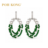 POH KONG 750/18K WHITE GOLD JADE A WITH PEARL DIAMOND EARRINGS