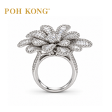 POH KONG 750/18K White Gold Baguette Flower Ring with Diamond