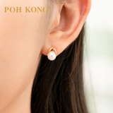 POH KONG 750/18K Rose Gold Pearl Embrace with Diamond Stud Earring