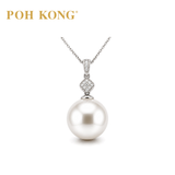 POH KONG 750/18K White Gold Pearl Grace with Diamond Pendant