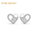 POH KONG 750/18K White Gold D'First Lustrous Heart Diamonds Earrings