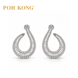 POH KONG 750/18K White Gold Baguette Hook Earrings with Diamond
