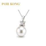 POH KONG 750/18K White Gold Pearl Grace with Diamond Pendant
