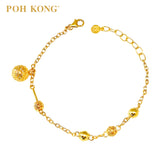 POH KONG 916/22K Yellow Gold Happy Love Dragon Ball Bracelet
