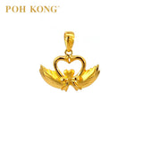 POH KONG 916/22K Yellow Gold Happy Love Swans Pendant