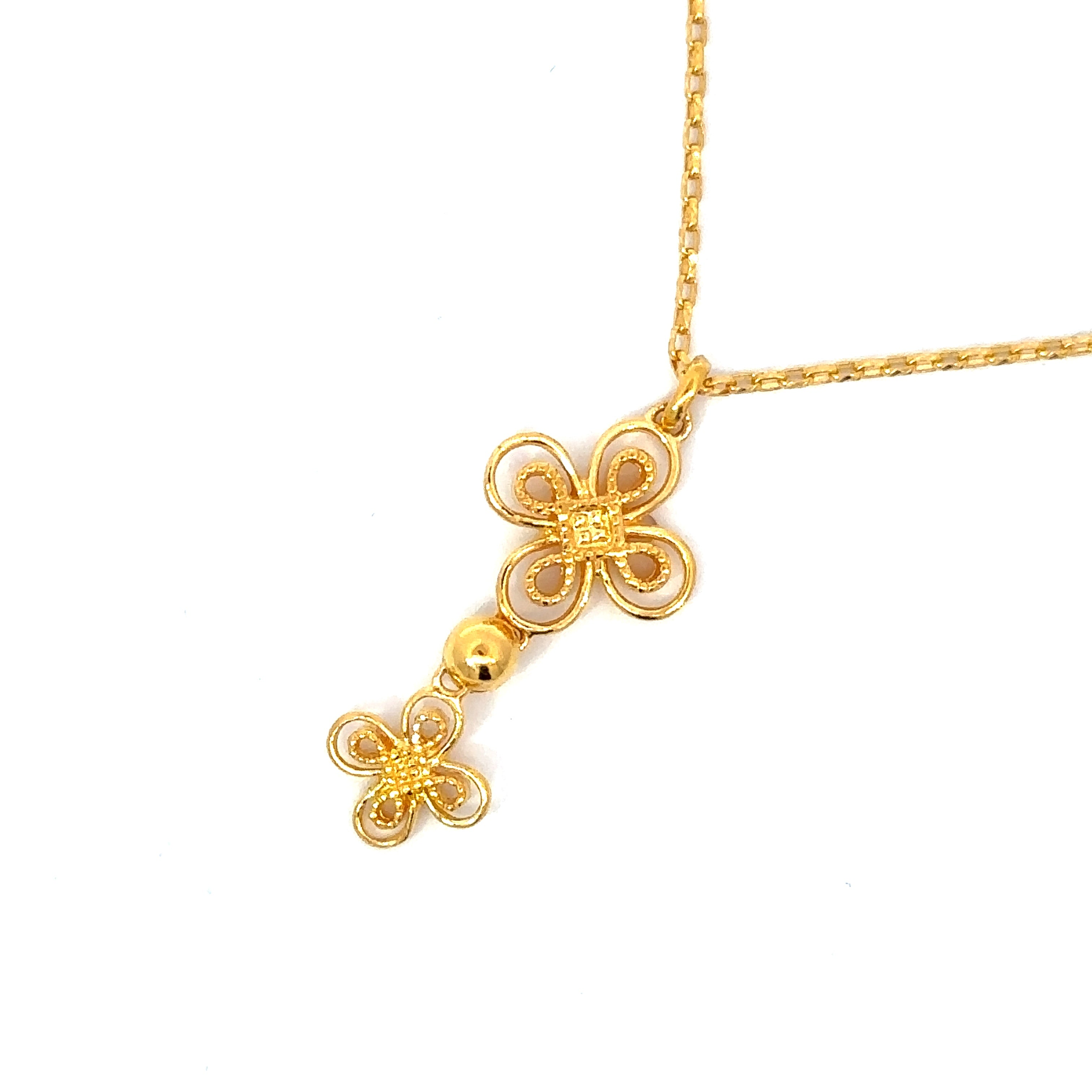 POH KONG 916 22K Yellow Gold Happy Love Ruyi Knot Necklace