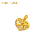 POH KONG 916/22K Yellow Gold Happy Love Dragon and Phoenix Pendant