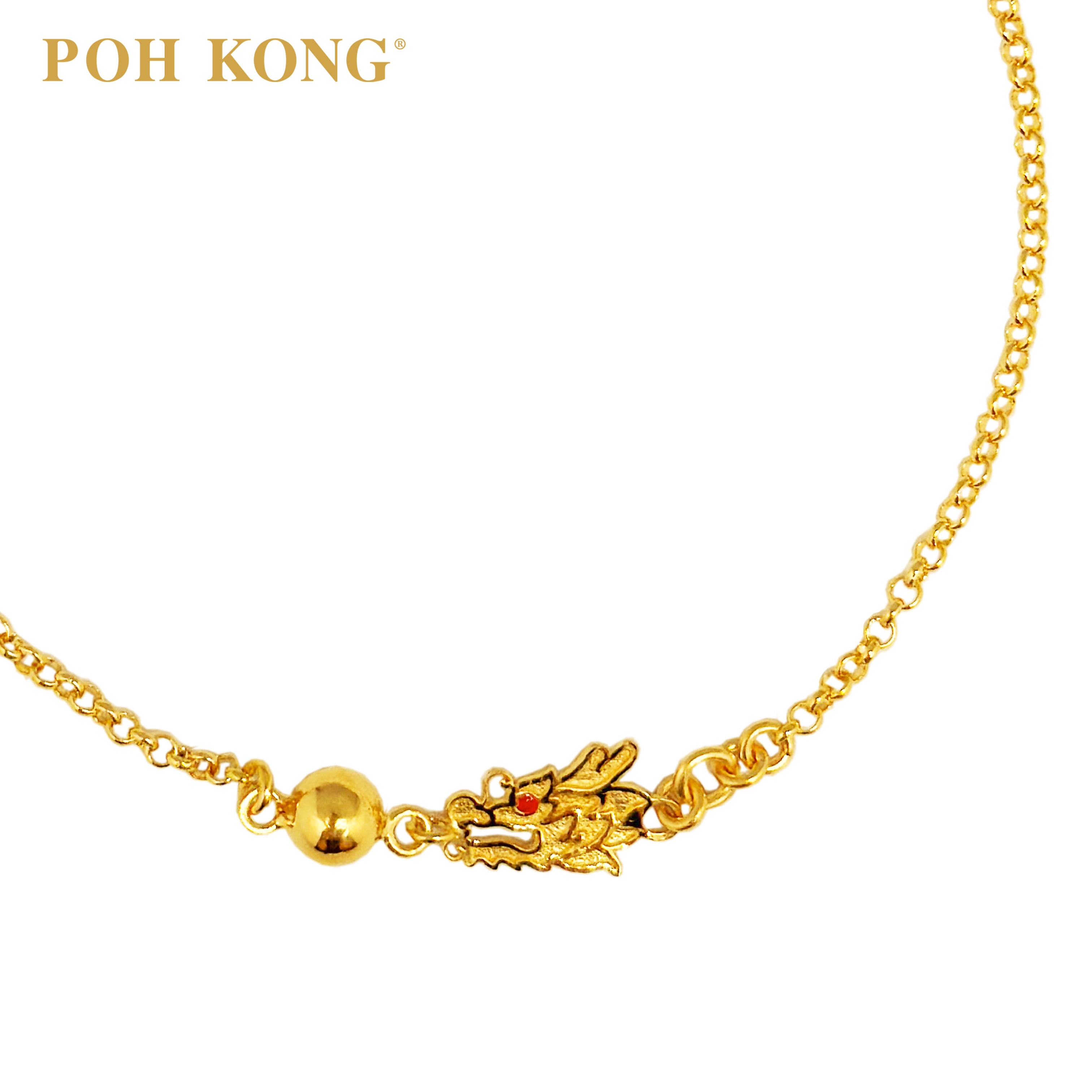 POH KONG Yellow Gold 916 22K Auspicious Magnificent Dragon Bracelet