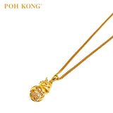 POH KONG 916/22K Yellow Gold Auspicious Dragon Embracing Abacus Pendant