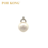 POH KONG 585/14K Mutiara Emas Putih Dengan Loket Klasik Berlian