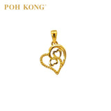 POH KONG 916/22K Pure Yellow Gold Exquisite Triple Love Pendant