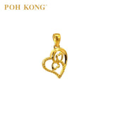 POH KONG 916/22K Pure Yellow Gold Exquisite Triple Love Pendant