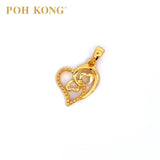 POH KONG 916/22K Pure Yellow Gold Exquisite Triple Love Pendant