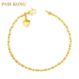 POH KONG 916/22K Yellow Gold Machine Carved Long Beads Bracelet