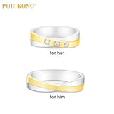 Cincin Pasangan POH KONG 950 Platinum &amp; 750 Gold Love Collection