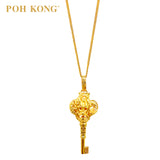 POH KONG 916/22K Yellow Gold Auspicious Dragon Key Pendant