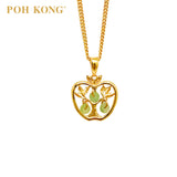POH KONG Yellow Gold 916/22K Auspicious Prosperous Serenity Jade Pendant