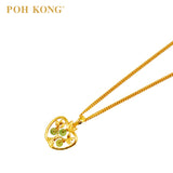 POH KONG Yellow Gold 916/22K Auspicious Prosperous Serenity Jade Pendant
