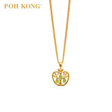 POH KONG Yellow Gold 916/22K Auspicious Prosperous Serenity Jade Pendant