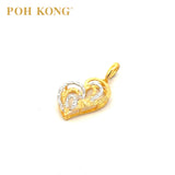 POH KONG Loket Jantung Campuran Emas 750/18K Emas &amp; Emas Putih