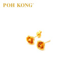 POH KONG 916/22K 3D Kuning Emas Rose Subang Stud _S