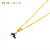 POH KONG 916/22K Auspicious Yellow Gold Classic Sapphire Cloud Charm Pendant