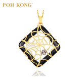 POH KONG 916/22K Yellow Gold Tranz Nature Spider With Agate Pendant