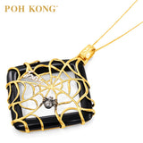 POH KONG 916/22K Yellow Gold Tranz Nature Spider With Agate Pendant