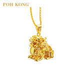 POH KONG Auspicious 916/22K Emas Kuning Emas Pixiu Loket金钱貔貅吊坠