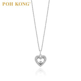 POH KONG 18K Emas Putih Berkilauan Hati Loket Berlian